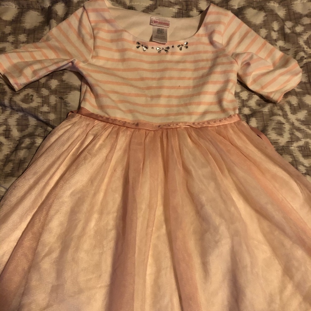 Little girls pink and white dress
